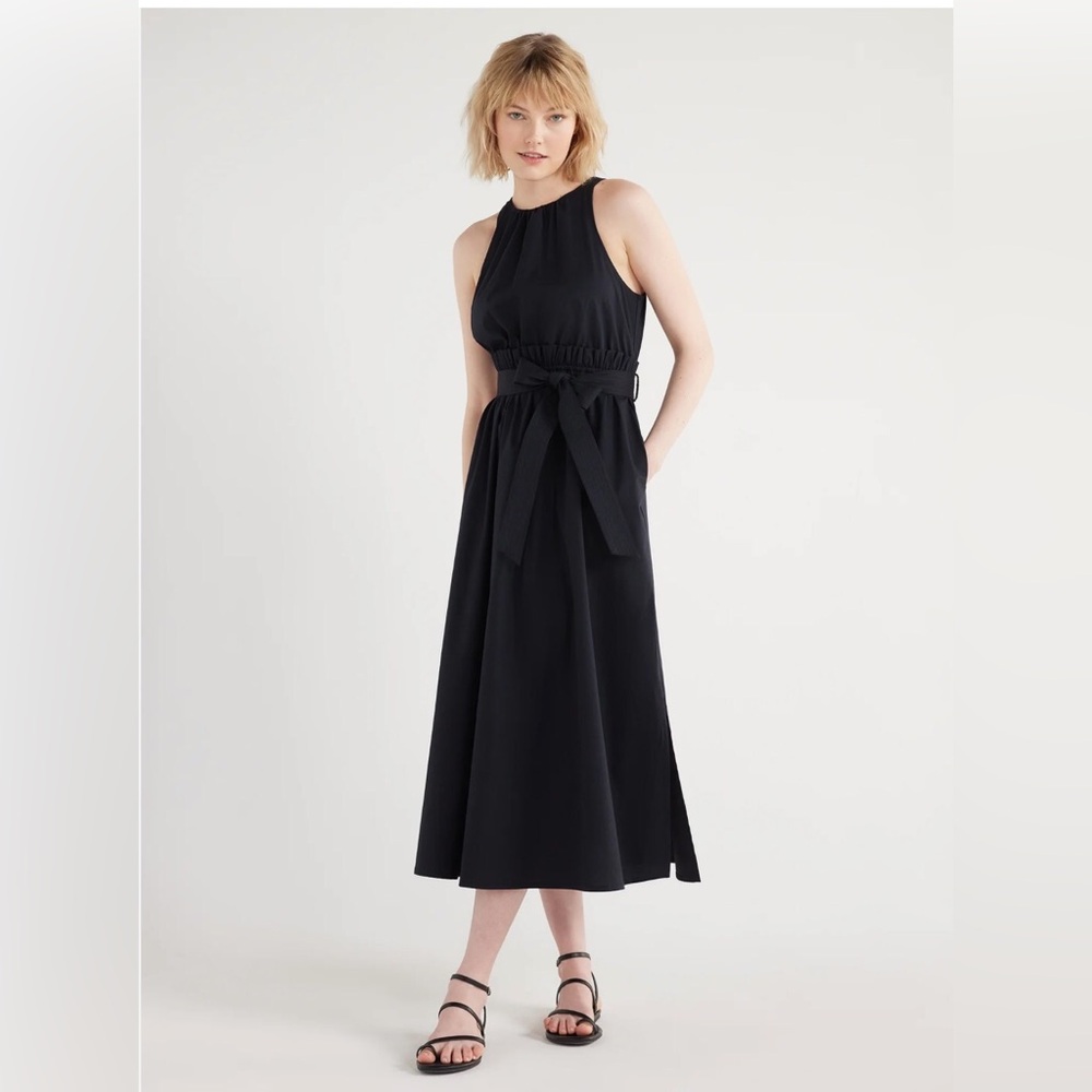 Black Fit&Flare, Racerback Sleeveless Dress with self tie Belt, Fits Sm:Me